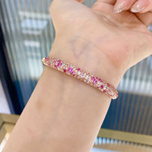 Gradient Pink Zircon Bangle | Silver Bracelet