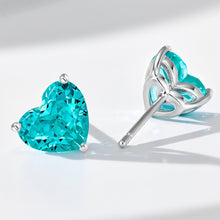 Blue Gemstone Heart Earrings | Silver Earrings