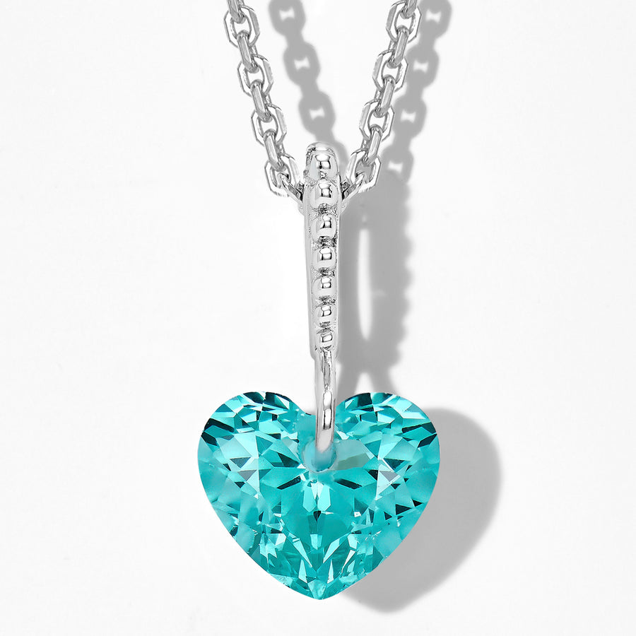 Paraiba Simple Heart Necklace | Silver Necklace