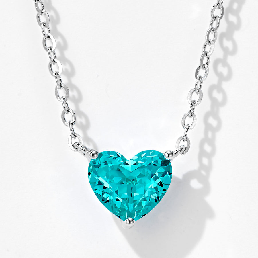 Blue Gemstone Heart Necklace | Silver Necklace