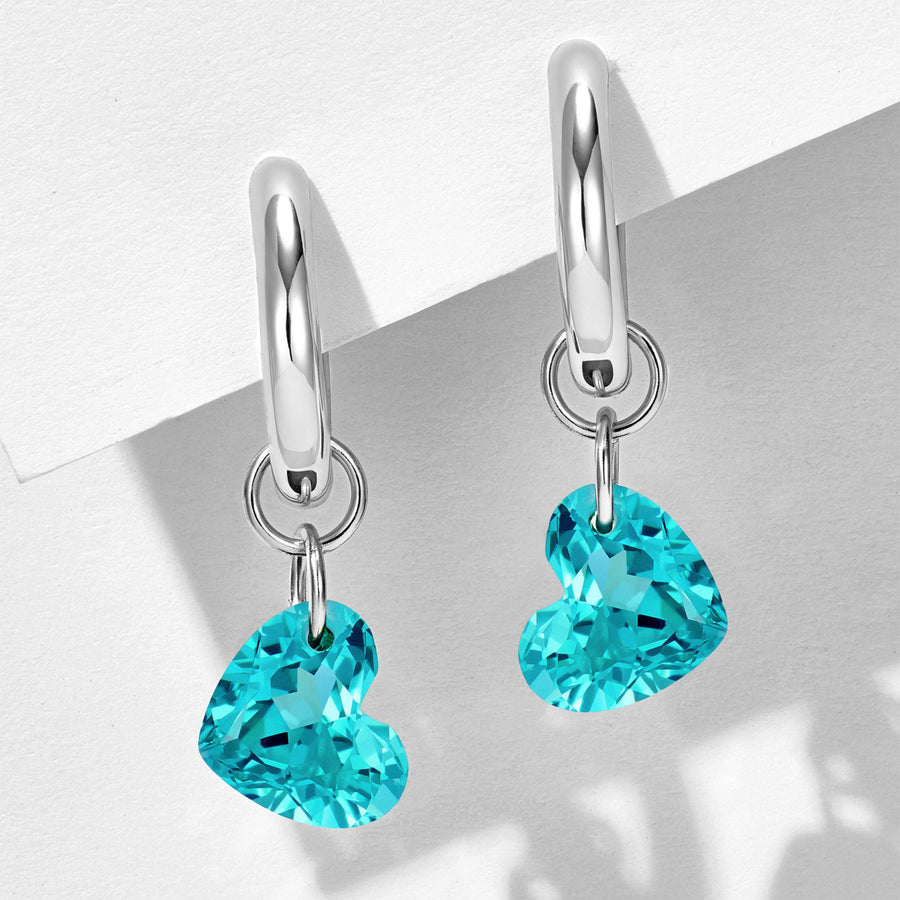 Paraiba Heart Drop Earrings | Silver Earrings