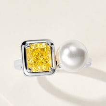 Yellow Gemstone Pearl Ring | Silver Ring
