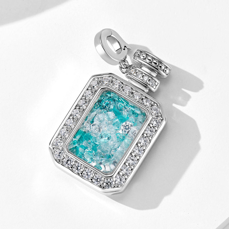 Halo Quicksand Wish Bottle Pendant | Silver Necklace