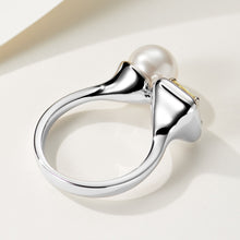 Yellow Gemstone Pearl Ring | Silver Ring