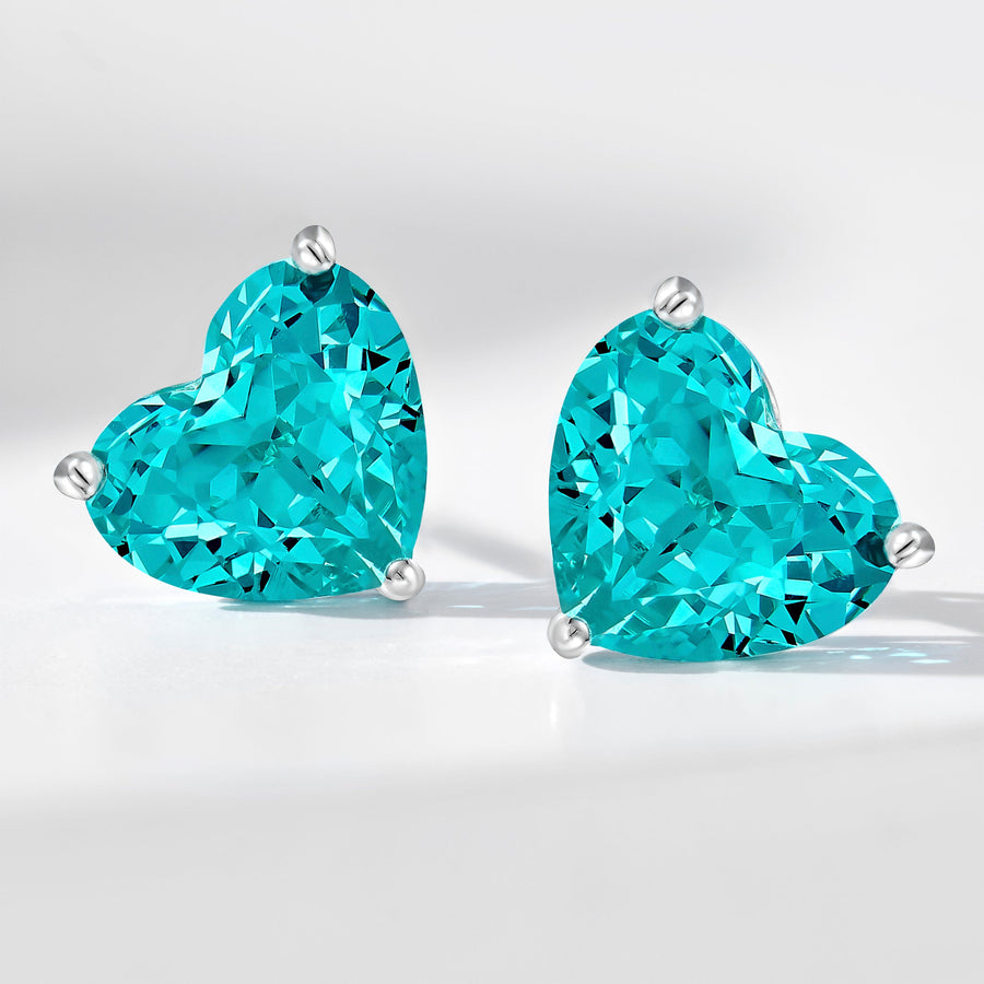 Blue Gemstone Heart Earrings | Silver Earrings