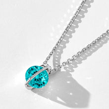 Vivid Sparkling Blue Gem  Necklace | Silver Necklace