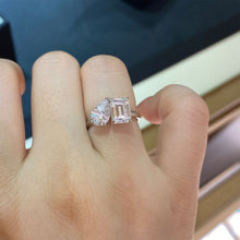 Pear and Emerald Cut Two-Stone Ring | Silver Ring