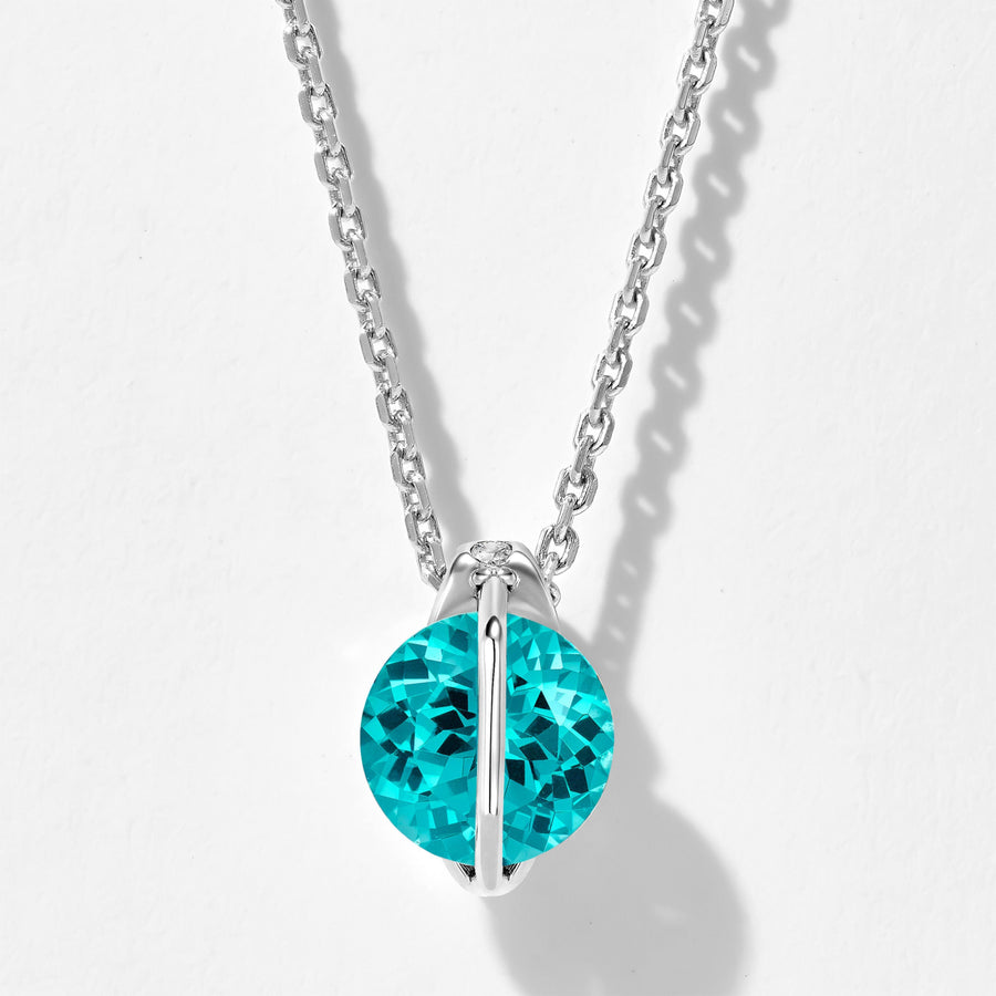 Vivid Sparkling Blue Gem  Necklace | Silver Necklace
