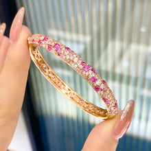 Gradient Pink Zircon Bangle | Silver Bracelet