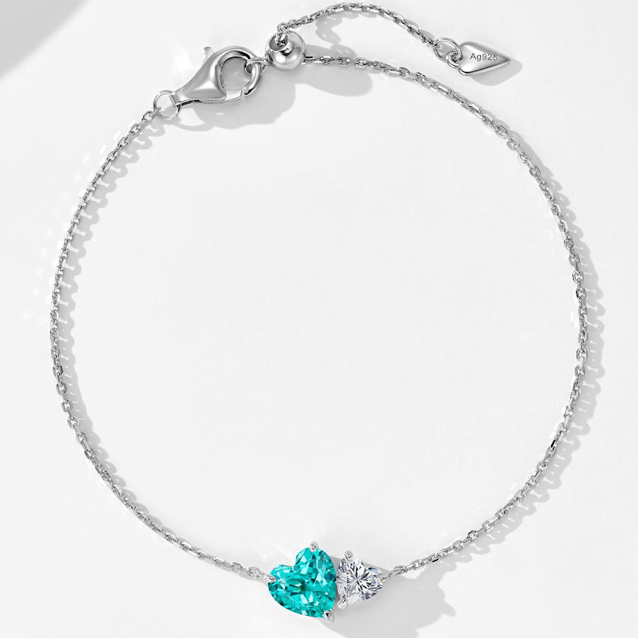 Two Color Heart Bracelet | Silver Bracelet