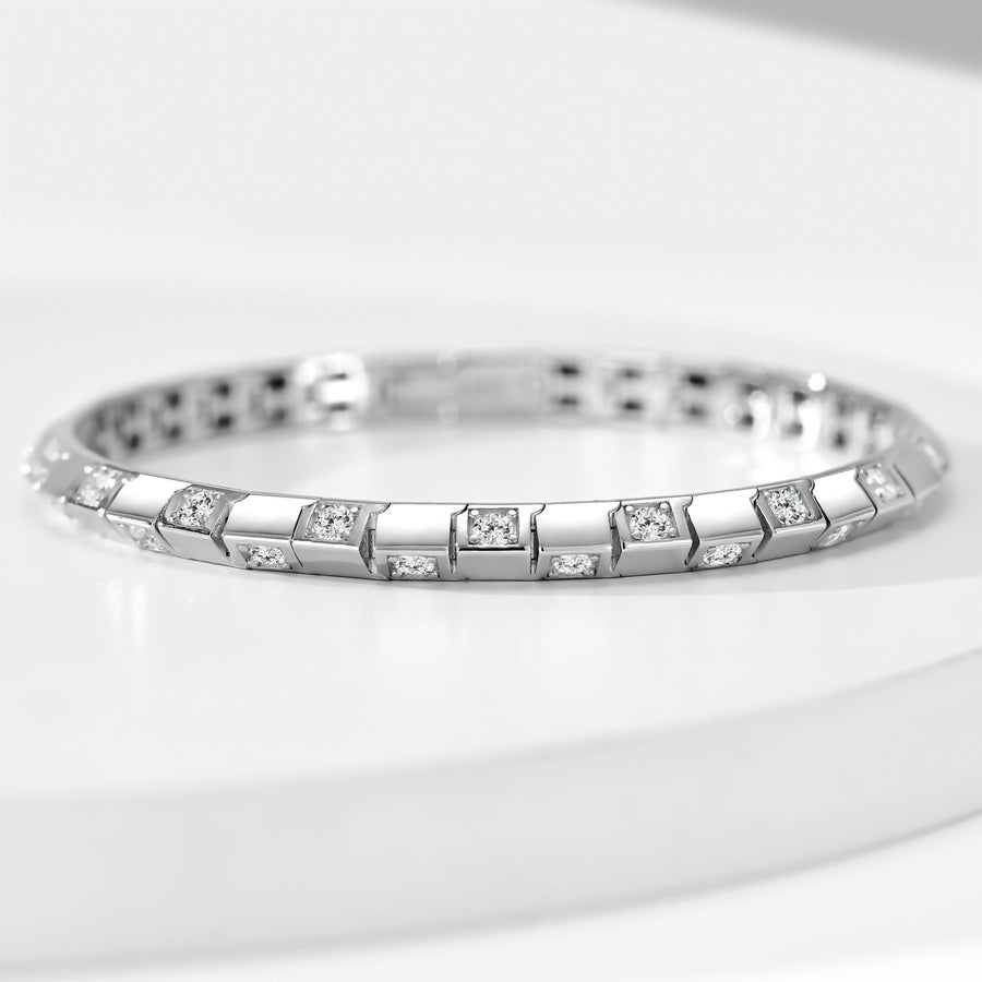 Checkerboard Gemstone Bracelet | Silver Bracelet