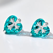 Paraiba Cross Heart Earrings | Silver Earrings