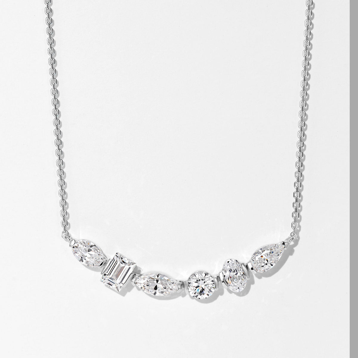Multi-cut Smile Necklace | Silver Necklace