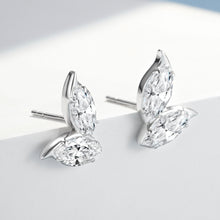 Marquise Cut Leaf Stud Earrings | Silver Earrings