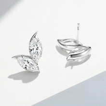 Marquise Cut Leaf Stud Earrings | Silver Earrings