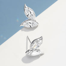 Marquise Cut Leaf Stud Earrings | Silver Earrings