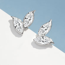 Marquise Cut Leaf Stud Earrings | Silver Earrings