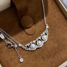 Elegant Lace Pearl Necklace | Silver Necklace