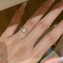 Two-Tone Double Band Zircon Ring | Silver Ring