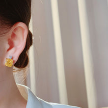 Yellow Cushion-Cut Stud Earrings | Silver Earrings
