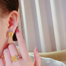 Yellow Cushion-Cut Stud Earrings | Silver Earrings