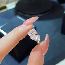Pear and Emerald Cut Two-Stone Ring | Silver Ring