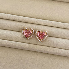 Lab-Grown Padparadscha Heart Stud Earrings | Silver Earrings