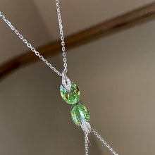 Green Leaf Pear-Cut Necklace | Silver Necklace