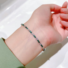 Silver Green & Clear Stone Tennis Bracelet