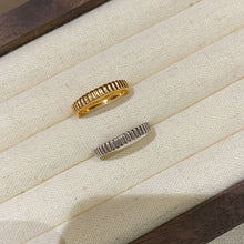 Chunky Satin Striped Ring | Silver Ring