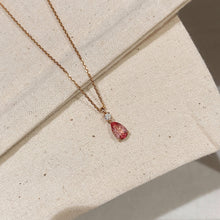 Lab-Grown Padparadscha Teardrop Necklace | Silver Necklace