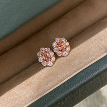 Lab-Grown Padparadscha Oval Stud Earrings | Silver Earrings