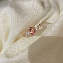 Lab-Grown Padparadscha Pink Gem Oval Band Ring | Silver Ring