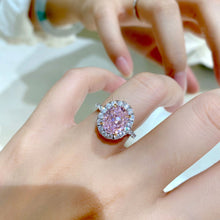 3ct Pink Gemstone Halo Ring | Silver Ring