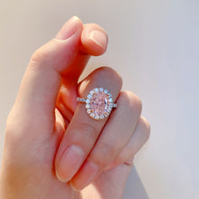 3ct Pink Gemstone Halo Ring | Silver Ring