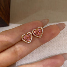 Lab-Grown Padparadscha Heart Stud Earrings | Silver Earrings